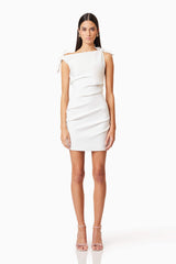 Kimberly Tie Mini Dress in White