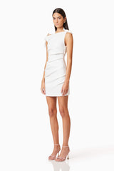 Kimberly Tie Mini Dress in White