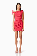 Kimberly Tie Mini Dress in Red