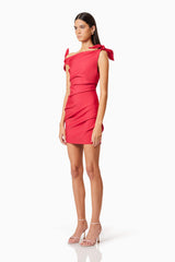 Kimberly Tie Mini Dress in Red
