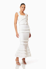 Kimberly Frill Maxi Dress in White