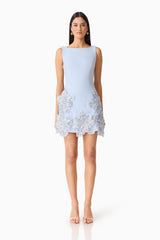 Skye Embellished Mini Dress in Blue