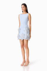 Skye Embellished Mini Dress in Blue