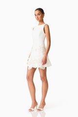 Skye Embellished Mini Dress in White
