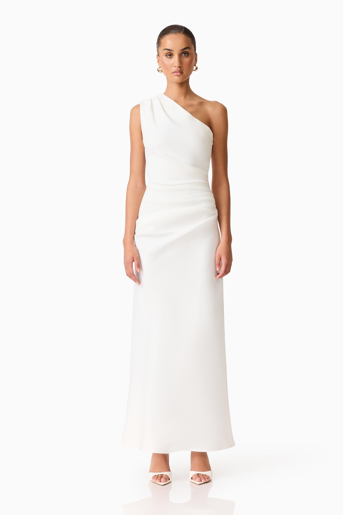 Skye One Shoulder Gown in White