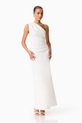 Skye One Shoulder Gown in White