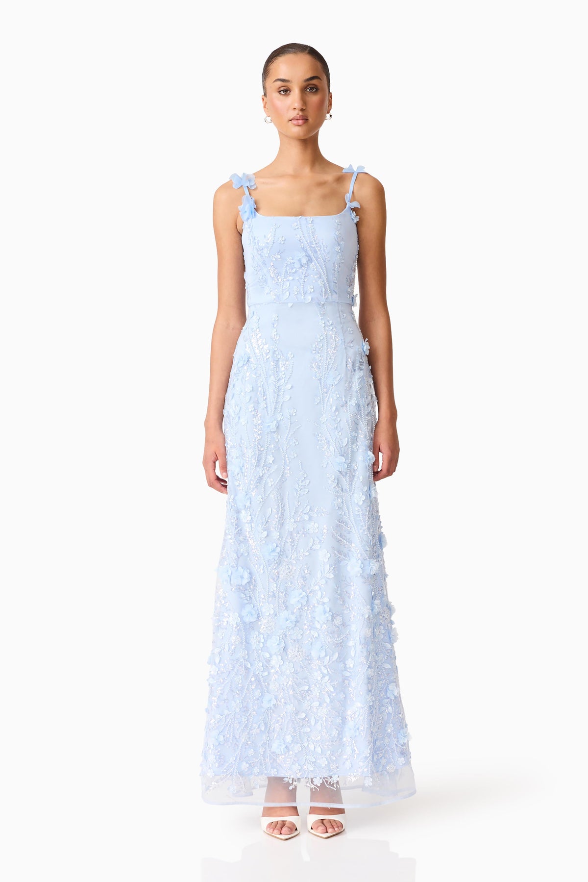 Rina Embellished Gown in Blue