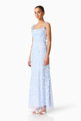 Rina Embellished Gown in Blue