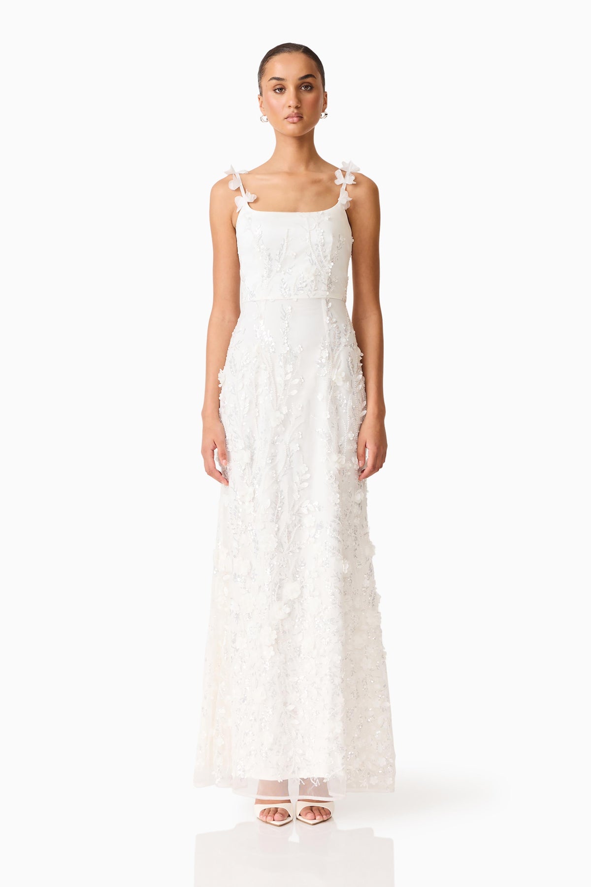 Rina Beaded Gown in White