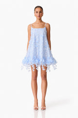 Rina Embellished Shift Mini Dress in Blue