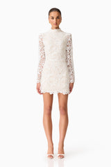 Cora Long Sleeve Mini Dress in White