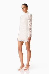 Cora Long Sleeve Mini Dress in White