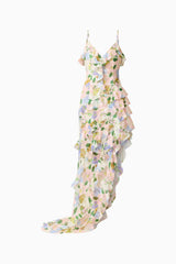 Cosima Asymmetrical Gown In Florals