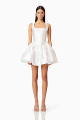 Oleander Fit And Flare Mini Dress In White