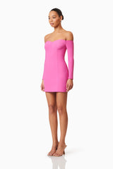 Janelle Long Sleeve Mini Dress In Pink