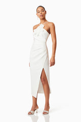Janelle 3D Midi Dress In White