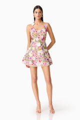 Neve A-Line Mini Dress in Pink Floral
