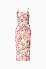 Neve Applique Midi Dress in Pink Floral