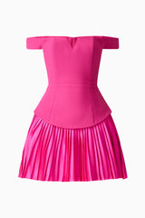 Elva Off Shoulder Mini Dress in Pink