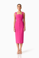 Elva Fitted Midi Dress in Pink