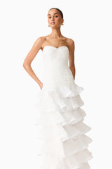Evelin Tiered Gown in White