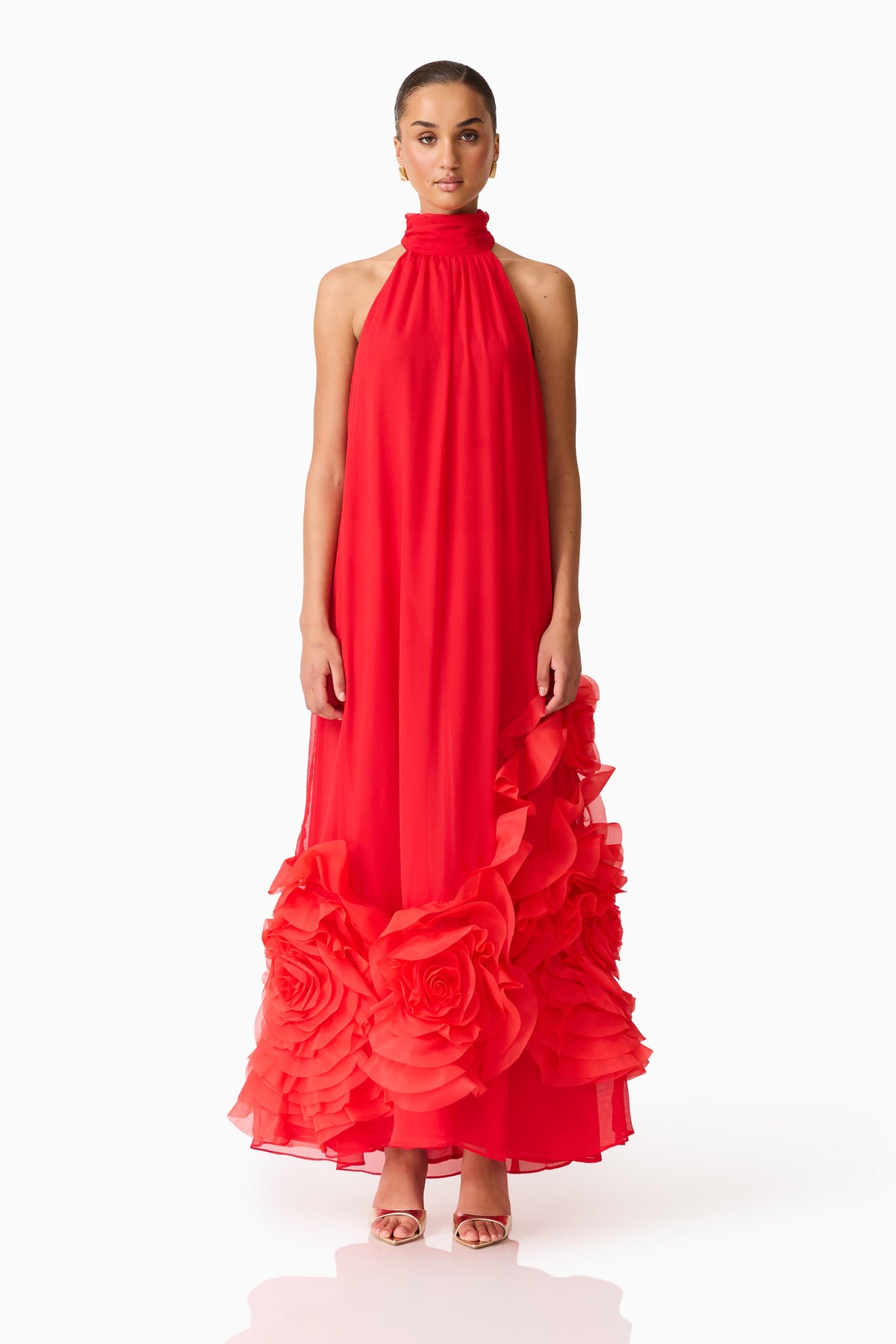 Evelin Halter Gown in Red