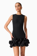 Celia Bubble Mini Dress in Black