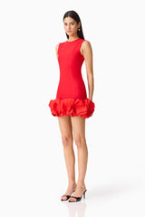 Celia Bubble Mini Dress in Red