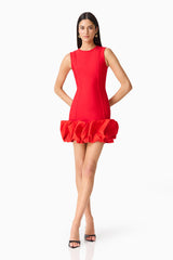 Celia Bubble Mini Dress in Red