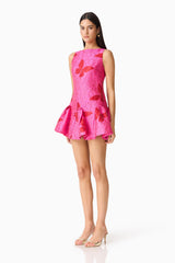 Lorena Jacquard Mini Dress in Pink