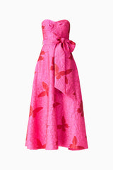 Lorena Jacquard Strapless Gown in Pink