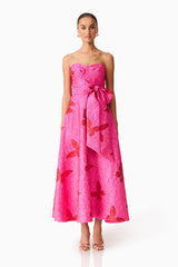 Lorena Jacquard Strapless Gown in Pink