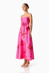 Lorena Jacquard Strapless Gown in Pink