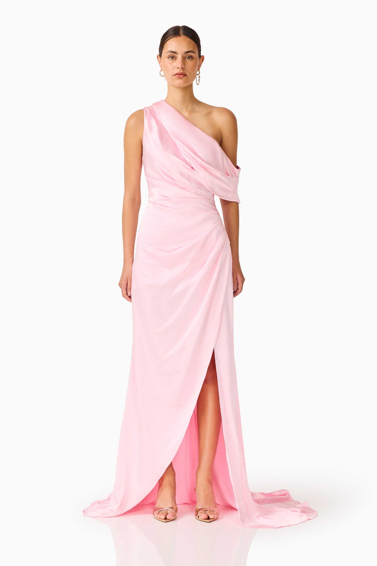 Isadora Off The Shoulder Gown in Pale Pink