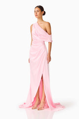 Isadora Off The Shoulder Gown in Pale Pink