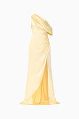Isadora Off The Shoulder Gown in Butter Yellow
