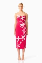 Ilaria Strapless Midi Dress in Red