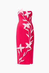 Ilaria Strapless Midi Dress in Red