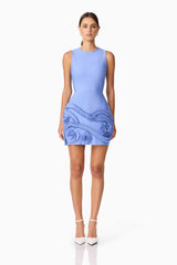 Sonya Tulip Mini Dress in Blue
