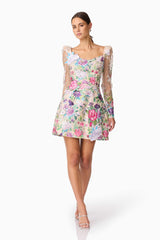 Eliska Long Sleeve Mini Dress in Floral