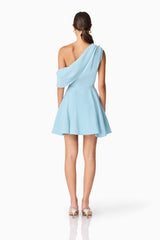 Elinor One Shoulder Mini Dress in Blue