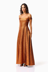 Sapphira Off The Shoulder Gown in Orange