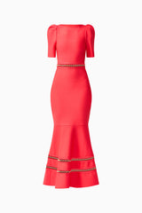 Jesselle Short Sleeve Gown in Red