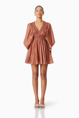 Fauna Resort Wear Mini Dress In Brown