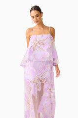 Elysia Tiered Gown in Purple Floral