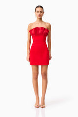 Yasmine Strapless Mini Dress in Red