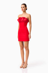 Yasmine Strapless Mini Dress in Red