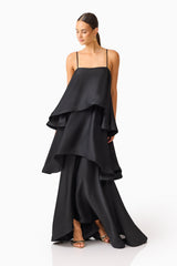 Tilly Tiered Maxi Dress in Black