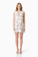Autumn Shift Mini Dress In White