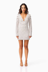 Eldora Long Sleeve Mini Dress in Black & White